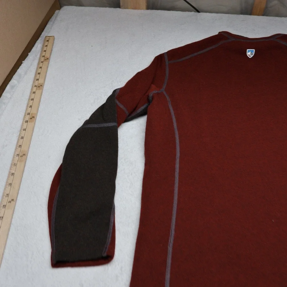 Kuhl Revel Sweater Mens Large‎ Red 1/4 Zip Pullover Fleece Knit Outdoor Hiking